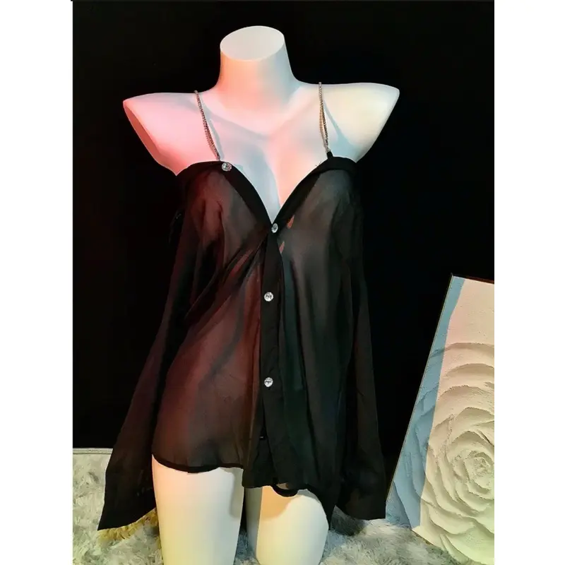 Sexy lingerie kemeja transparan baju tidur sexy lingerie wanita / Lingerie kemeja oversize / Baju sexy transparan 218 1