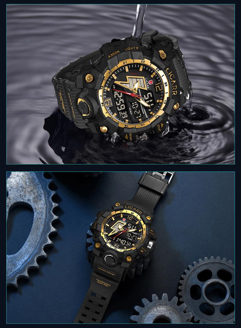 Product Introduction of LICARR Jam Tangan Pria Olahraga Analog-Digital Fashion Tahan Air Santai Kuarsa Jam Tangan Cowok Original Merek Stopwatch 9528 54