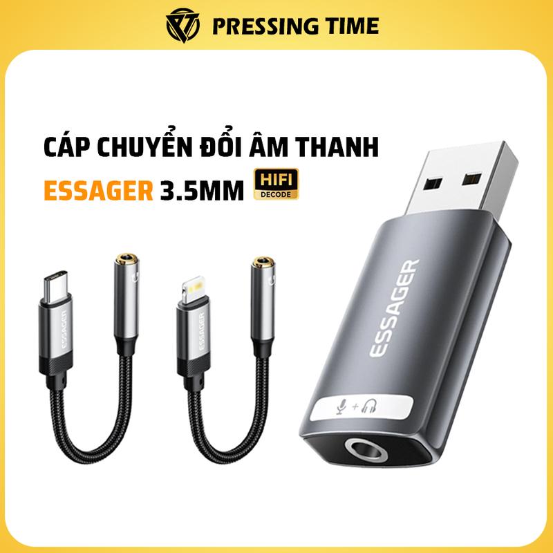 Cáp chuyển đổi âm thanh Essager 3.5mm USB A / C / L sang 3.5 Jack cắm tai nghe Bộ chuyển đổi AUX