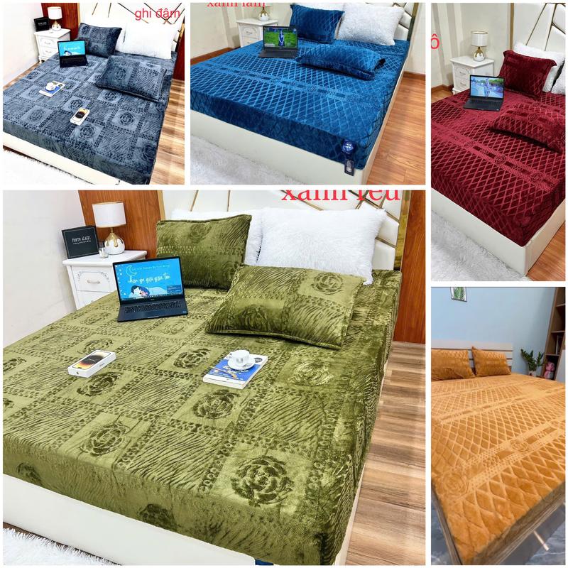 Bộ ga gối  Nỉ Nhung COCO 3 Món chất liệu nỉ sữa mềm mịn thoáng khí