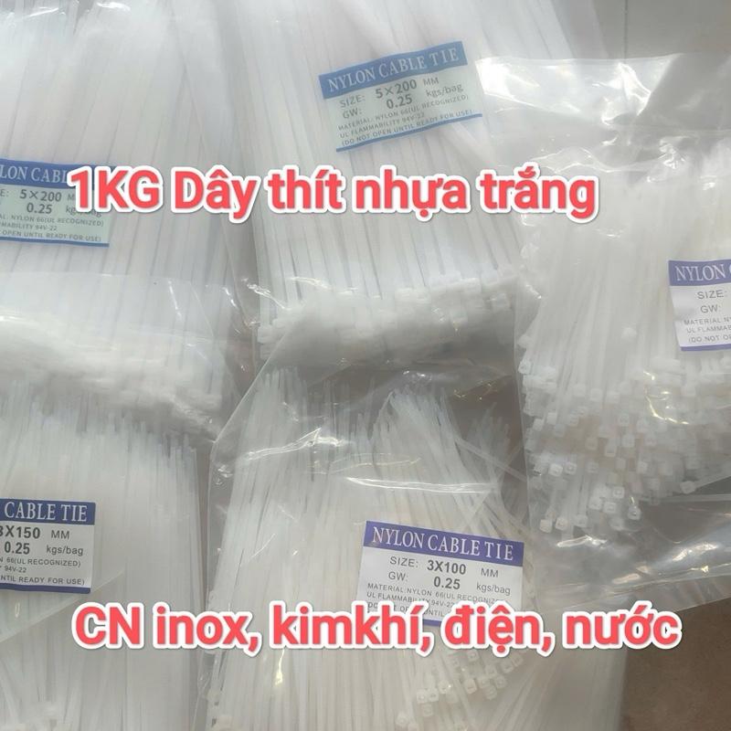   1kg Dây rút nhựa Dây thít nhựa trắng đầy đủ kích thước 