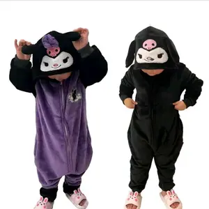 Kostum Onesie karakter kuromi hitam ungu