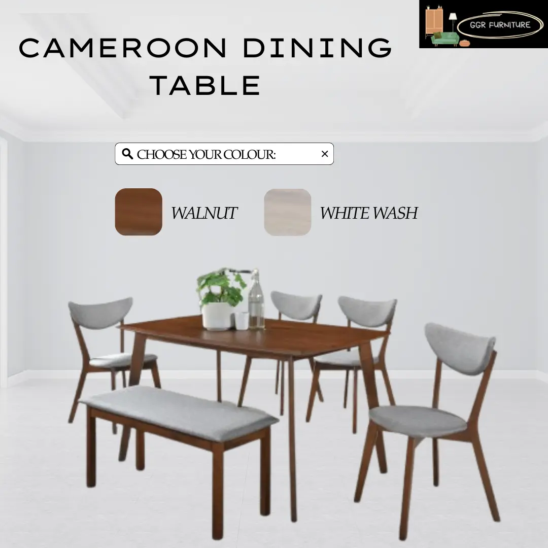 GGR Furniture Cameroon Kitchen Dining Table Solid Rubber Wood Dining Set With 4 Chairs And Bench Chair
