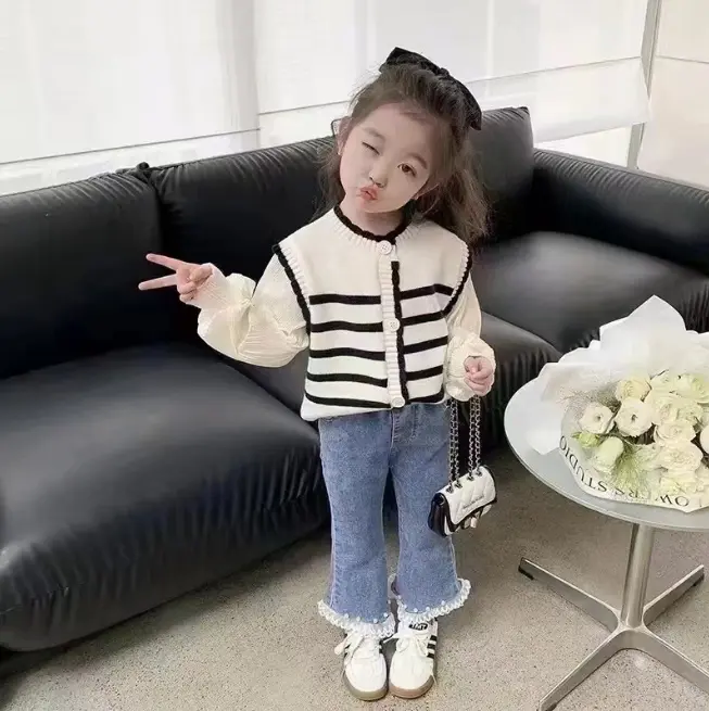 ATASAN RAJUT ANAK MODEL KOREA STRIPE KANCING 1