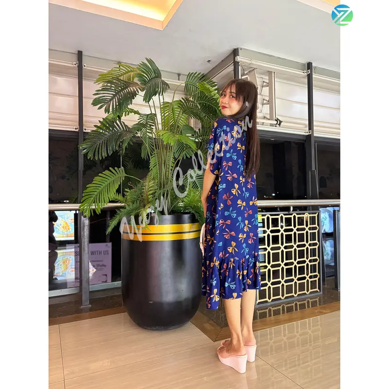 [Lestari x Yuzy] Exclusive daster rufle mama muda busui LD 115 PB 100 bumil bahan rayon viscose selutut Dress Wanita Ruffle Lembut Nyaman Dewasa Ibu Pendek Tidur Menyusui 2