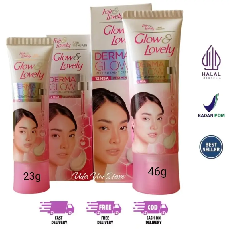 Cream Glow & Lovely 46gr & 23gr Multivitamin Derma Glow Cream Pencerah Wajah 3