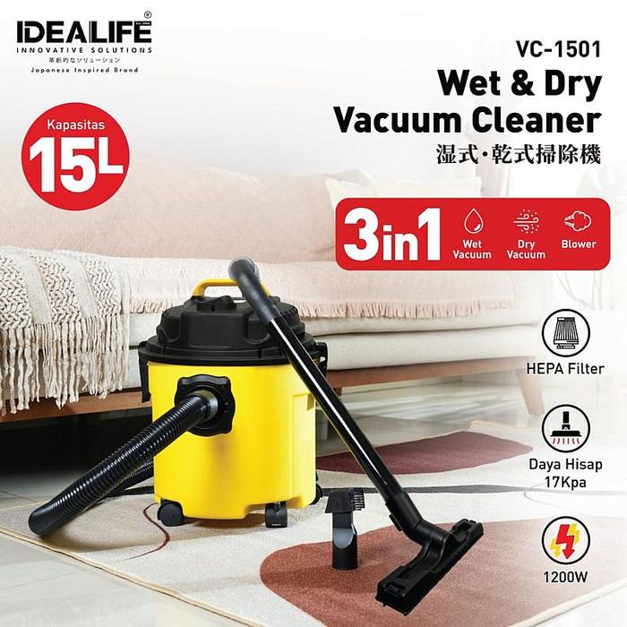 Gambar IDEALIFE - Wet & Dry Vacuum Cleaner - Penyedot Debu 16L (IL-150VA) dari IDEALIFE ONLINE STORE Kota Administrasi Jakarta Utara Tokopedia