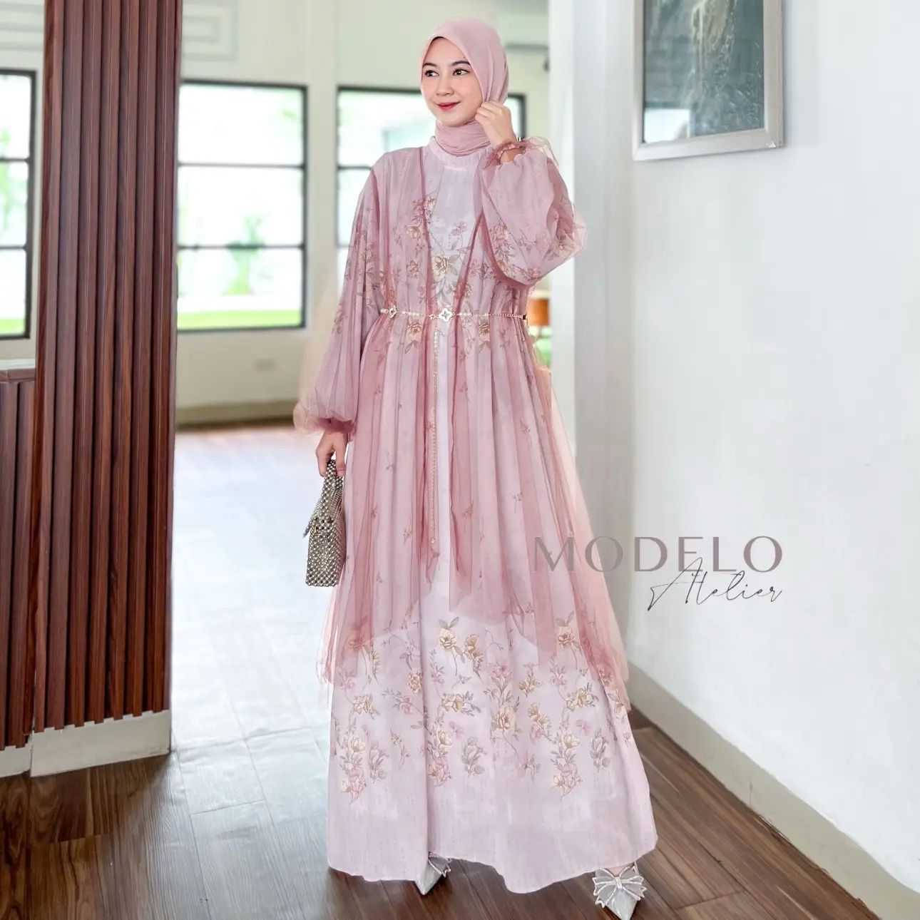 Jovianne Dress set Outer Tille - MODELO / Gamis Lebaran Inner Ceruty Outer / Daisha Maxy / Mariposa / Dress Maxy Motif Mewah Kondangan Muslim