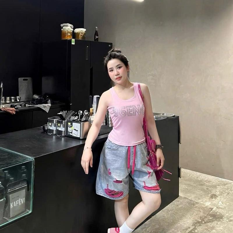 Quần jean ngố nữ rách cạp chun có dây rút nhiều màu [m57]