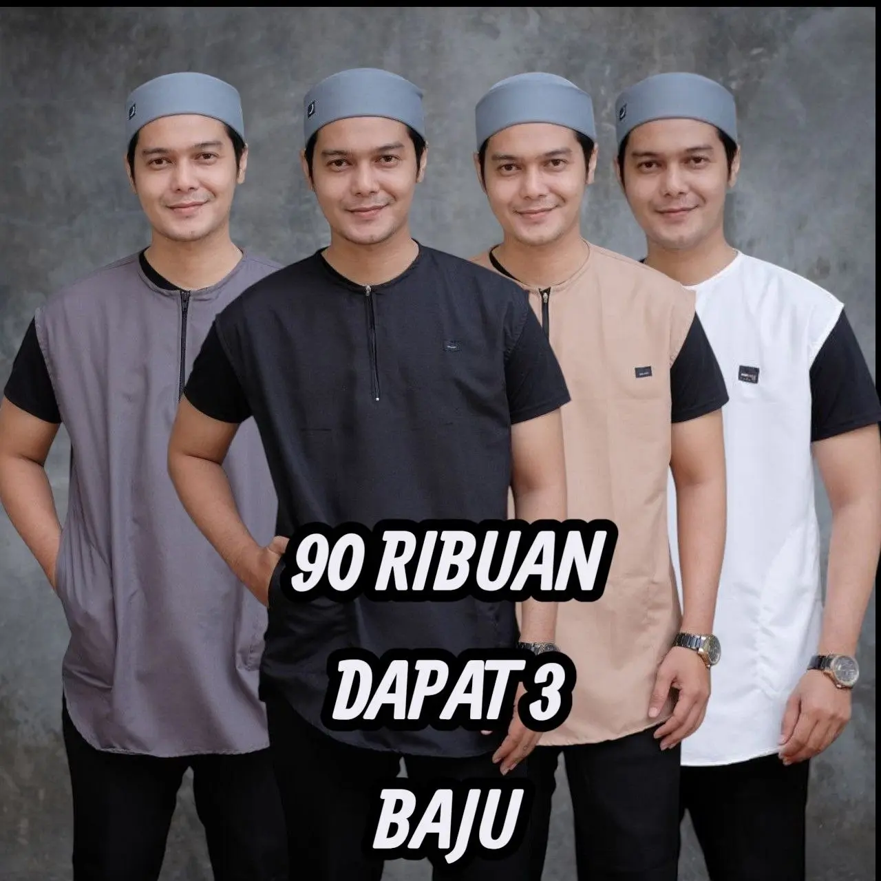 90 RIBUAN DAPAT 3 BAJU ROMPI SHOLAT ROSAL TANPA LENGAN FULL KATUN M L XL XXL XXXL HITAM ABU TUA COKSU PUTIH