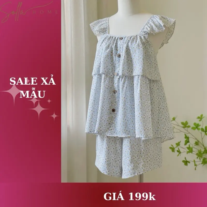 SOLLA HOME - Bộ Mặc Nhà Nữ Cánh Tiên Áo Hai Tầng Chất Lụa Không Nhăn
