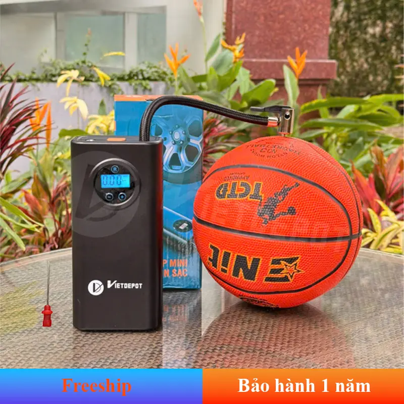 Máy bơm lốp mini cầm tay dùng pin sạc cao cấp Viet Depot, đa chức năng, thiết kế nhỏ gọn, theo dõi áp suất lốp, tự ngắt khi bơm đầy. Bơm lốp xe ô tô, Bơm hơi xe  ô tô, Bơm hơi dùng pin, Bơm hơi nén khí, Bơm xe đạp, Bơm xe máy, Bơm xe điện, Bơm bong bóng 8