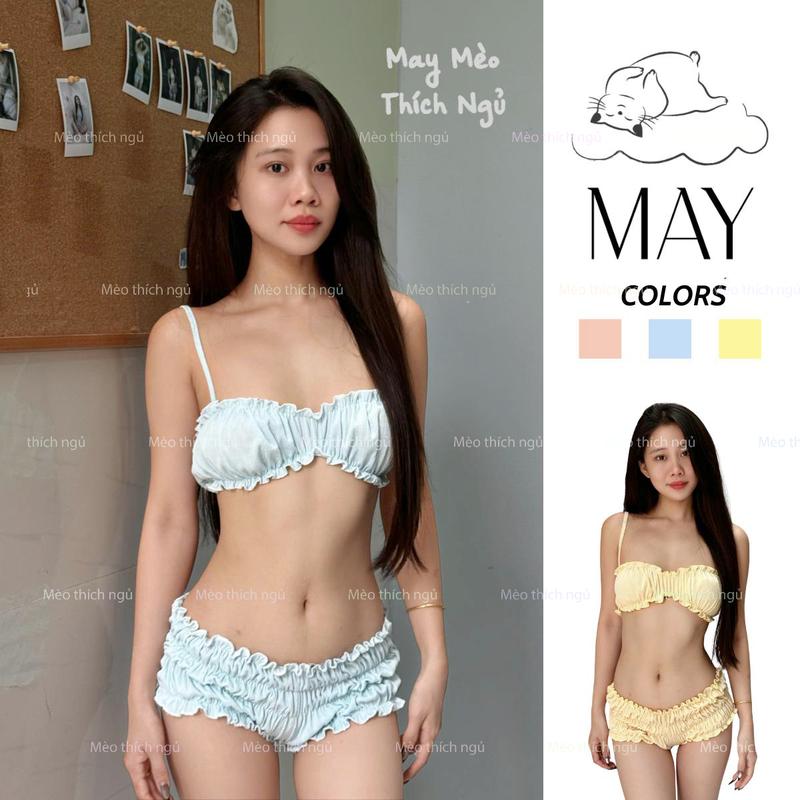 MIMI - Bộ Đồ Ngủ Nữ Sexy Nhún Bèo Co Giãn Mềm Mại Mini Dễ Thương