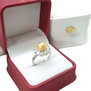 Cincin Mutiara Air Laut Model Bunga Matahari Cantik Elegan