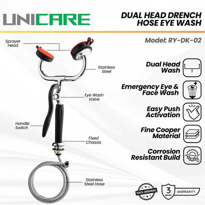 Gambar UNICARE Dual Head Eye wash Hose | Keran Cuci Mata Darurat Mounting Meja atau Wastafel dari gudangsafetycom Kota Administrasi Jakarta Barat Tokopedia