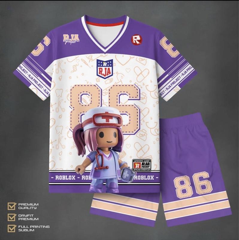 Setelan Anak viral 3-10 Tahun / Jersey Anak Motif Roblox Terbaru Baju Anak Import Kaos Anak Murah Setelan Anak Perempuan Lucu Fashion Anak Cewek Sport