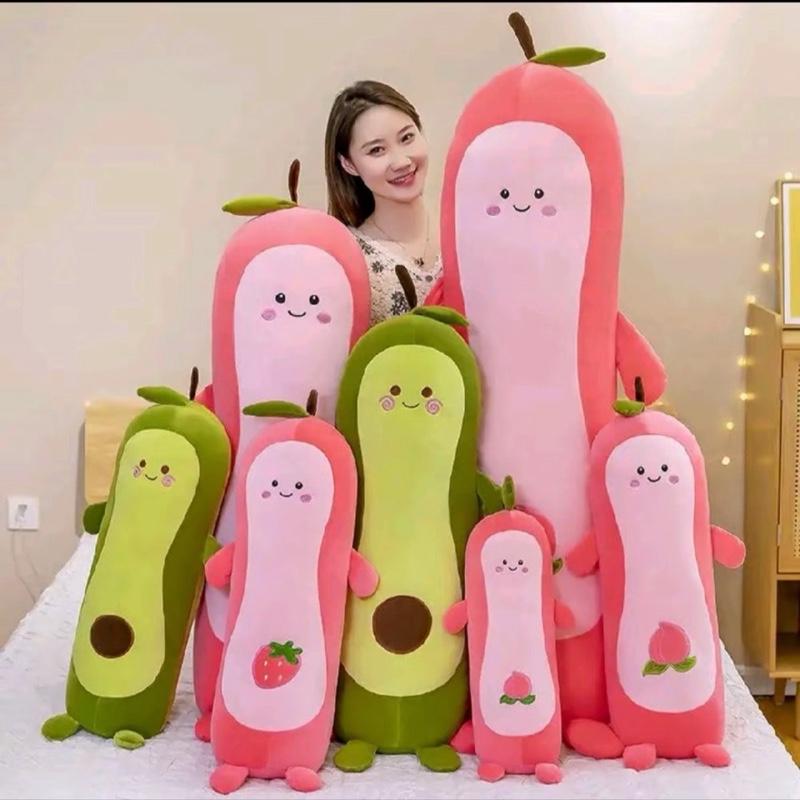 (Tặng dưa hấu 30cm )  Gấu Bông Gối Ôm Hình Quả Bơ và Dâu sz 1m nên from 90cm .   Co Dãn Mềm Mịn Quà Tăng Gấu Bông .Thú Nhồi Bông.