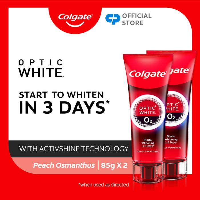 Gambar [TKPD] Colgate Optic White O2 Peach Osmanthus 85gr Pasta Gigi Pemutih, Odol Pemutih Gigi, Memutihkan Gigi, Mencerahkan Gigi, Perawatan Gigi, Menyegarkan Nafas Twinpack Isi 2 Pcs dari Colgate Palmolive Indonesia Kota Bekasi Tokopedia