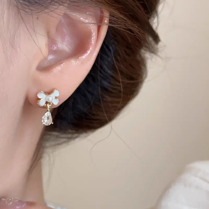 【Anting-anting】 【Pita kupu-kupu&Anting tetesan air】【COD】Pita kupu-kupu yang anggun，Segar dan manis，Anting Prancis，Model yang sama dengan selebriti，Anting wanita berbentuk tetesan air,Earrings 6