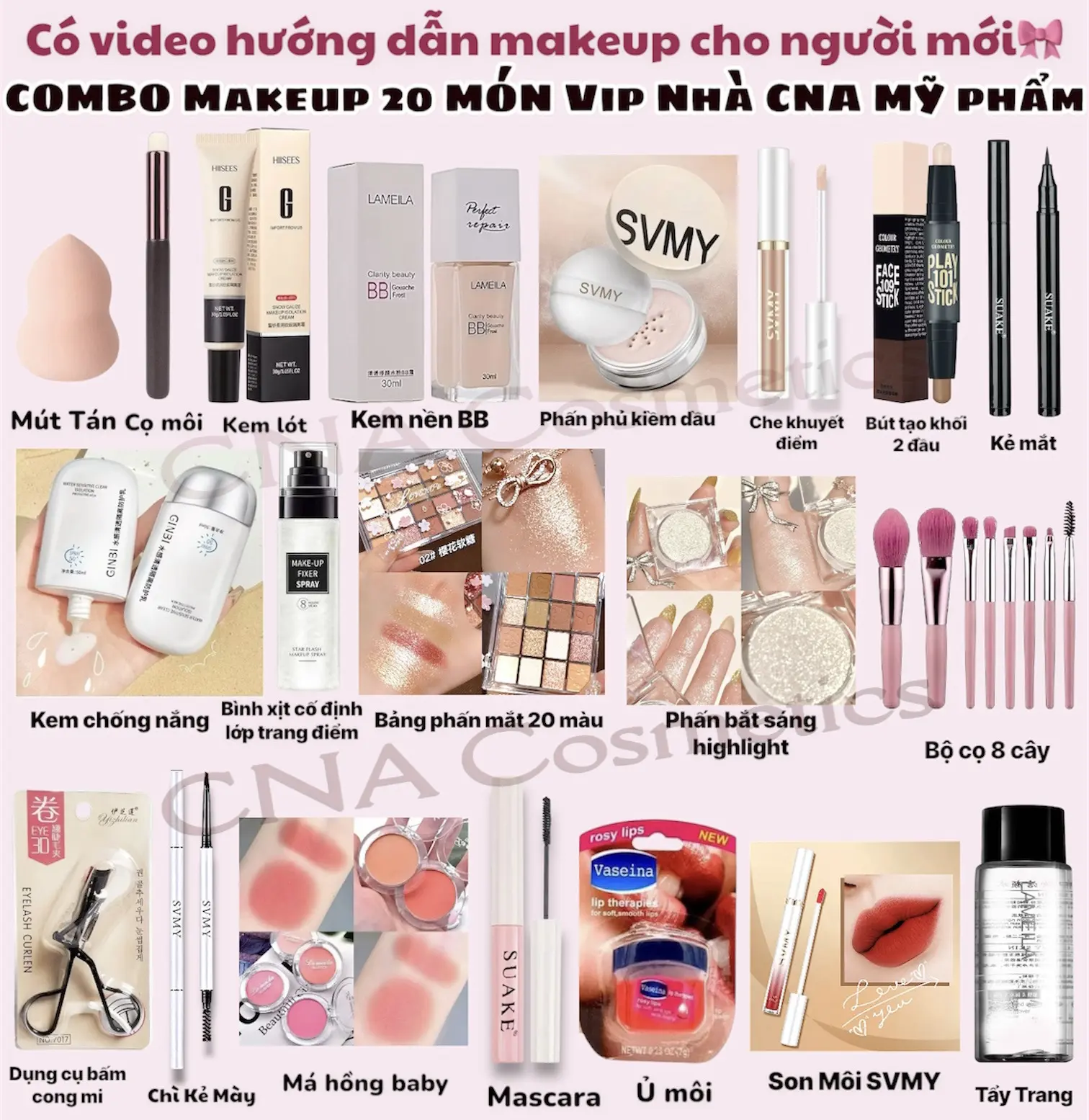 [ SIÊU HOT ] Combo Makeup 20 Món Trang Điểm Đầy Đủ Nâng Cao Dành Cho Người Mới Bắt Đầu. Mỹ Phẩm Cosmetic