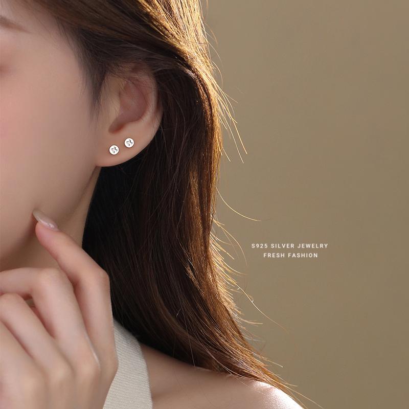 Bông Tai Đinh tán Đơn Vít, Thiết Kế Đơn Giản, Chất Liệu Bạc Sterling 925, Dành Cho Nữ, Trang Sức Thời Trang, Thích Hợp Để Đeo Hàng Ngày, E4179 6