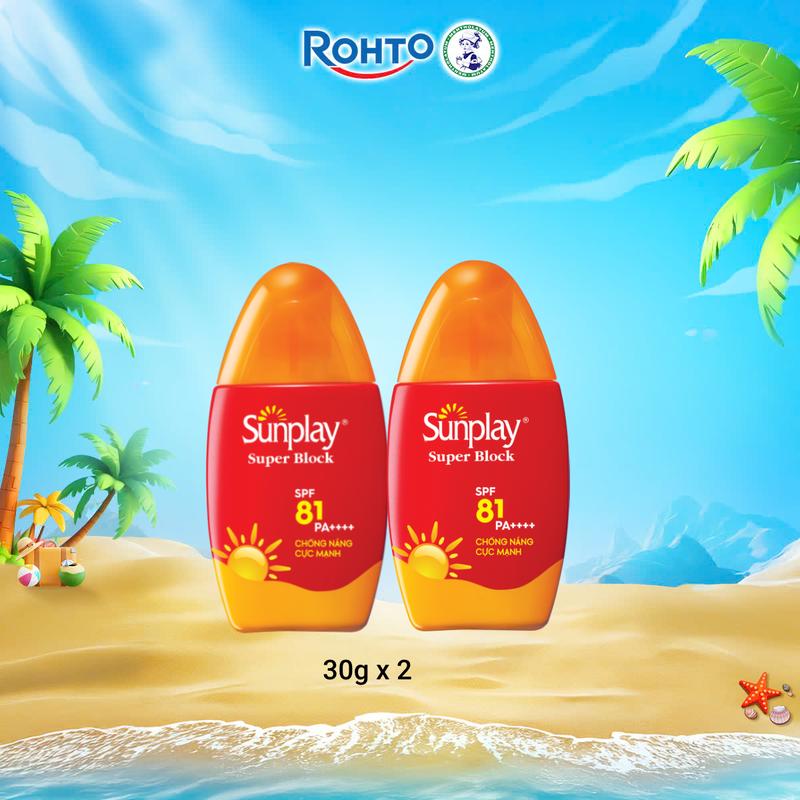 [Livestream] Combo 2 Kem chống nắng Sunplay cực mạnh dạng sữa Sunplay Super Block SPF 81, PA++++ 30g