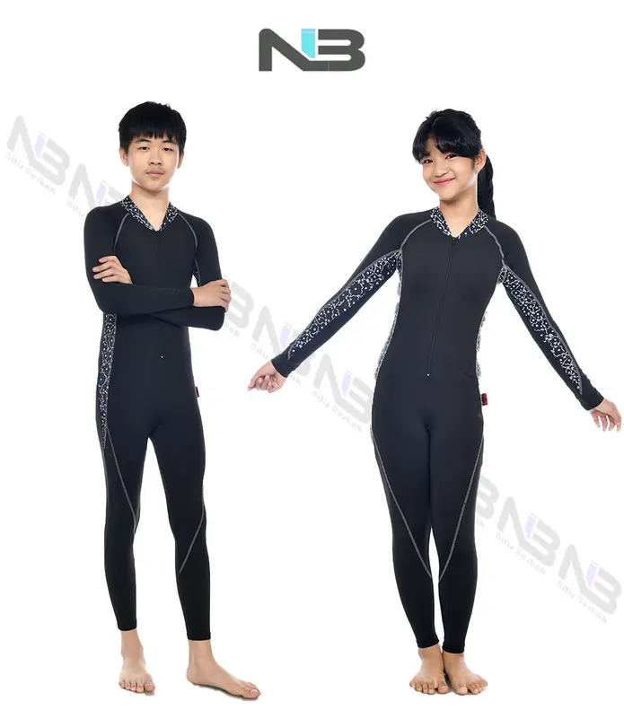 NIBER SPORT Baju renang anak laki laki dan perempuan usia 7-14 tahun,BAJU RENANG TERUSAN PANJANG 0