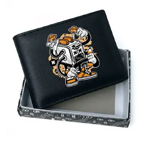 Dompet Pria Kulit Sintetis Motif Toaster Kartun Lucu - Desain Unik Street Art - Bisa Cod Bayar di tempat