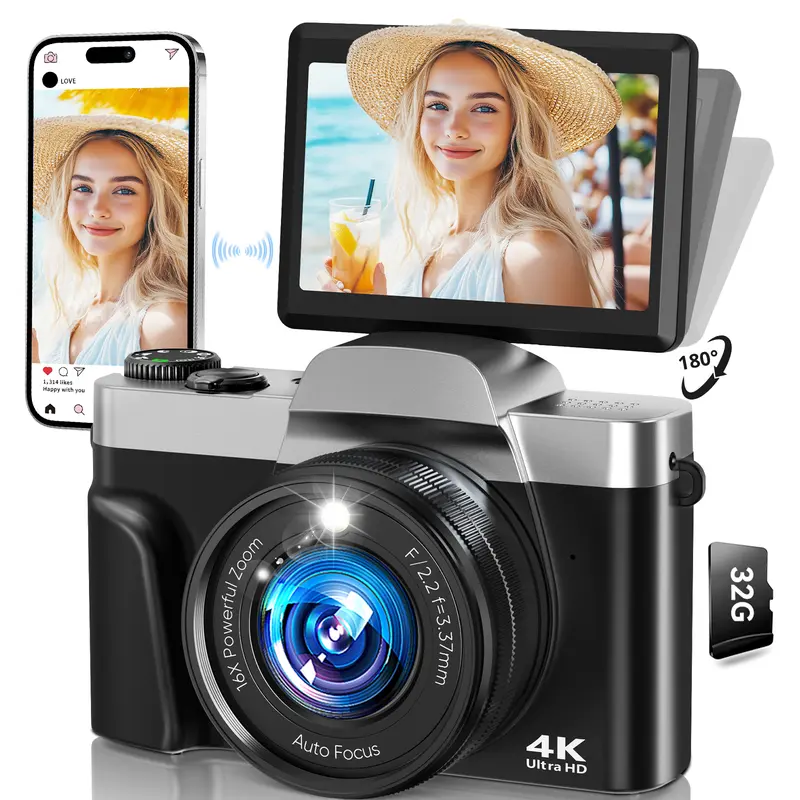 4Kデジタルカメラ 写真撮影用 オートフォーカス 48MP 32GBカード 4Kデジタルカメラ 写真撮影用 オートフォーカス 48MP 32GBカード
