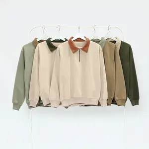 V3.1 Sweater Crewneck Half Zipper Rugby Kerah Kombinasi Bordir Premium Unisex