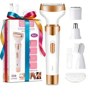 4つの1つの電気シェーバー、1セットのポータブル脱毛機、女性、男性、女の子用のコードレス脱毛器、脱毛器、クリスマスギフト、冬と新年のギフト、ストッキングフィラー