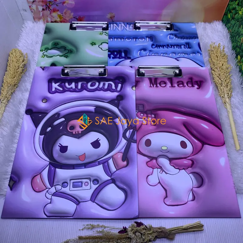 PAPAN DADA ALAS UJIAN MOTIF LOTSO SANRIO STITCH DAN RABBIT UKURAN A4 / PAPAN JALAN / PAPAN UJIAN 2