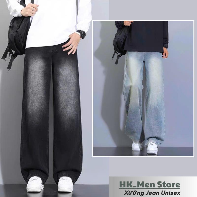 Quần Jean Nam Wash cạp cao form dáng suông chất vải denim mềm mịn cotton Menswear Pants Có Túi