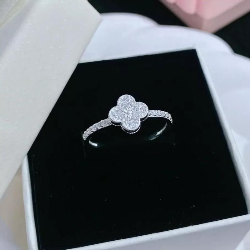 S03 Nhẫn Cỏ Bốn Lá Bạc S925 Tặng Kèm Hộp - Nhẫn Nữ Bạc S925 Cỏ 4 Lá Sang Trọng May Mắn