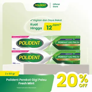 Polident Perekat Gigi Palsu Fresh Mint 2x60gr - TWINPACK