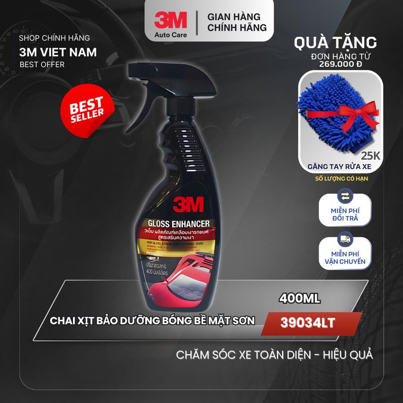  Chai xịt phủ dưỡng làm sạch và tạo bóng nhanh cho bề mặt sơn ôtô  xe ô tô và xe máy  3M 39034 -  473ml 