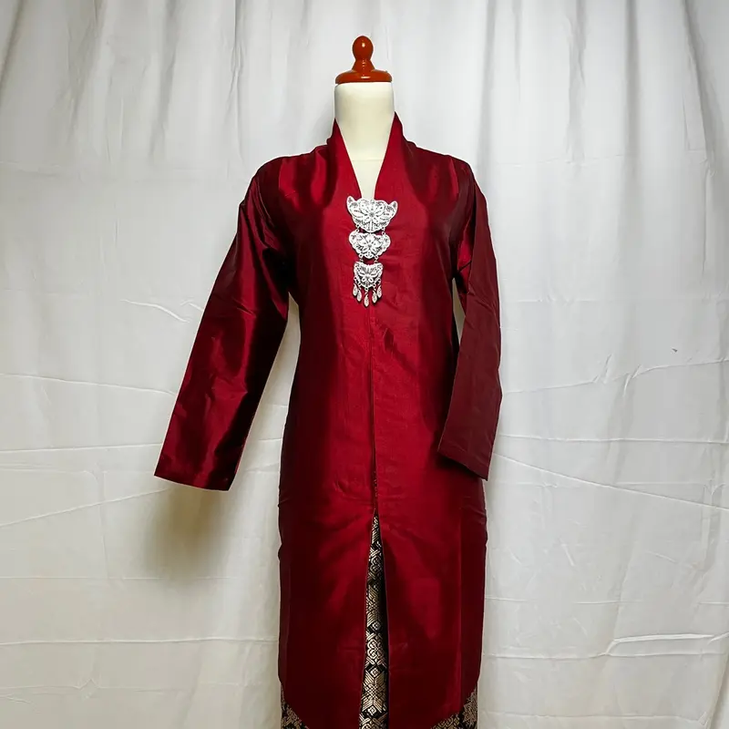 Kebaya Taffeta Encim Tunik Atasan - Bahan Taffeta Premium & Furing - Ukuran S-XXL - Dress, Kain, Kancing, Mewah, Setelan, Baju, Panjang, Wanita, Katun 2
