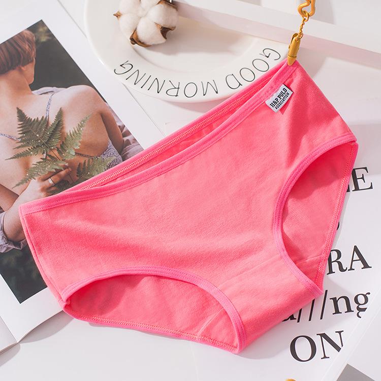 Underwear Women panties female student solid color mid-waist girl cute trousers girly panties Womenswear Comfort 5
