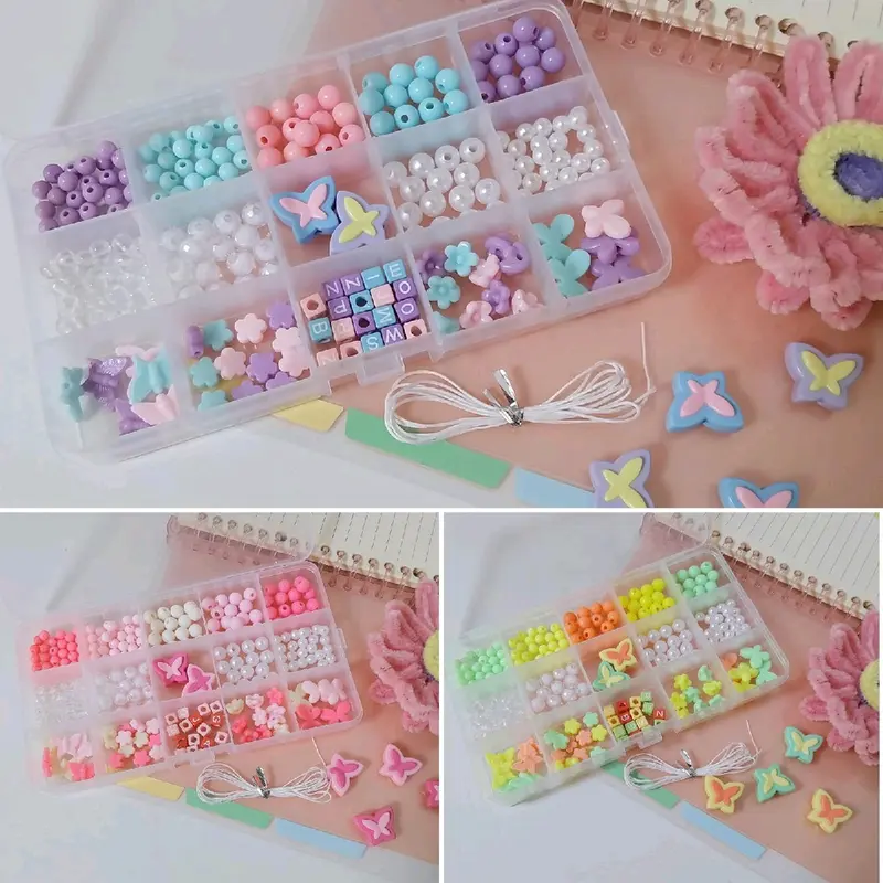 Ukuran Besar Paket DIY Box Manik Manik set Meronce Strap Hp Kalung Gelang Motif Kupu kupu Butterfly 0
