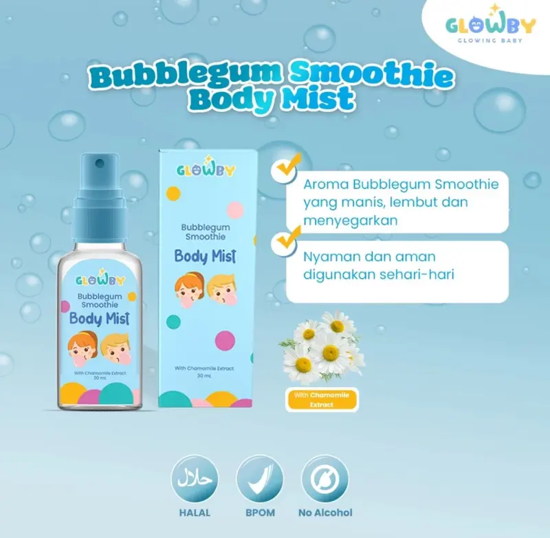 GLOWBY Body Mist Smoothie Bubble Gum untuk Bayi dan Anak Wangi Tahan Lama 30 ml | Glowby Baby & Kids Body Mist | Glowing Baby Parfum Pengharum Pewangi Anak Bayi Tahan Lama | Body Mist BESTSELER 3