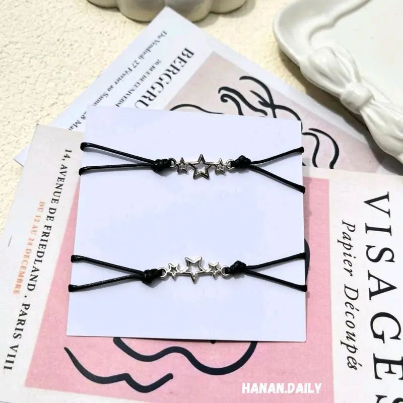 (1pcs) Gelang Single Tri Star Silver / Gelang Tali Korea