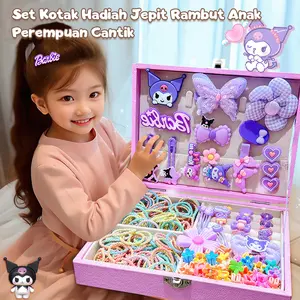156pcs Ikat Rambut Anak Set Jepit Rambut Wanita Kuromi Melody Kado Ulang Tahun Mainan Anak【Ready】