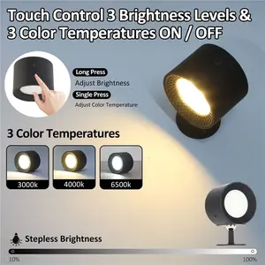 COD Lampu Dinding Hias 2 Arah Indoor Tenaga Baterai 360 Adjustable + Remote 3 in 1 & RGB Color 5W