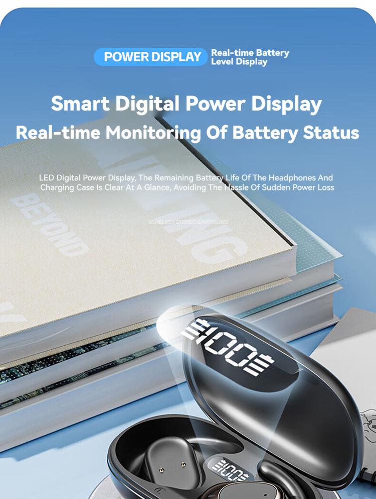 Rofani B06 Headset Bluetooth 6.0 Nirkabel Tampilan LED Binaural Tahan Air Earphone Pengurang Kebisingan HIFI Olahraga Stereo Peredam Kebisingan Headphone Penundaan Mikrofon Panggilan HD Musik Permainan Olahraga Headphone