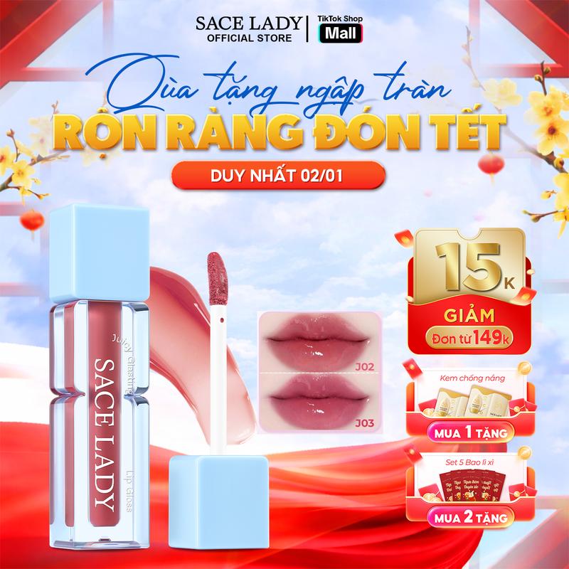 COD Son bóng dưỡng ẩm SACE LADY mềm mịn bền màu lâu trôi cho đôi môi căng mọng 12g