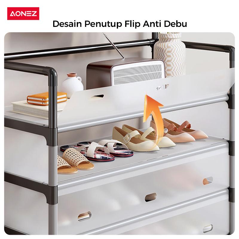 Product Introduction of 【Tahan debu】【Full cover】【Instal 1 menit】【COD】【24H Shipping】Aonez Rak sepatu dan topi anti debu Rak Gantungan Baju Stand Hanger Rak Sepatu Penyimpanan Jaket Topi Rak Jemuran Baju Rak Sepatu Sandal Rak 11