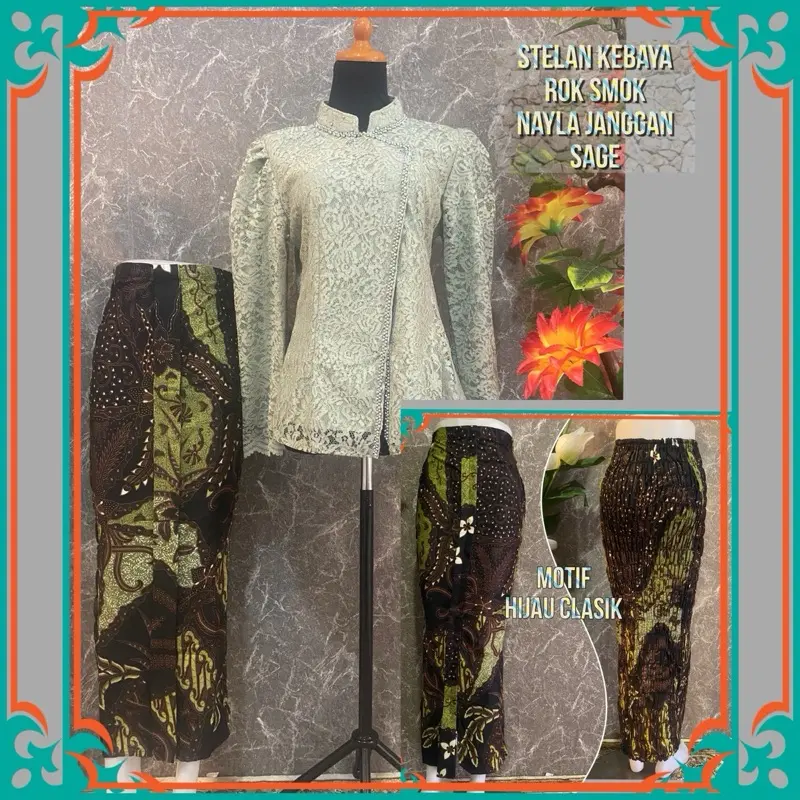 Stelan kebaya brokat rok wiru smok Wanita 7