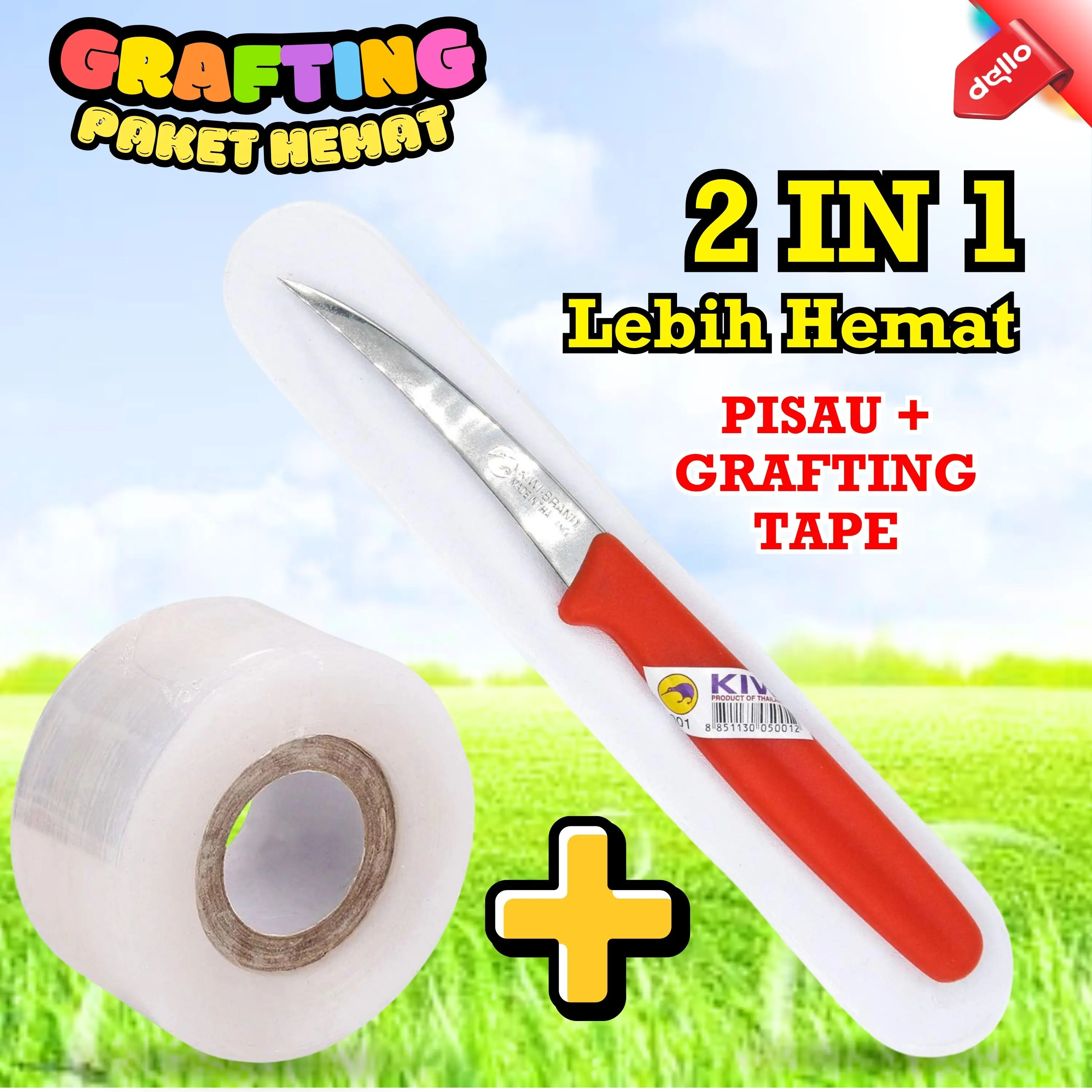 Paket Pisau Okulasi Grafting & Tape 3CM Alat Taman Kebun Stek Tanaman Cangkok Mudah Digunakan