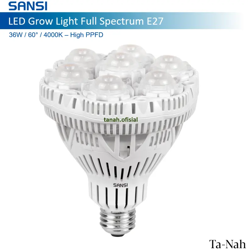 Sansi E27 36W 4000K 60⁰ BR 30 LED Grow Light Full Spectrum - Lampu Pertumbuhan Tanaman 0