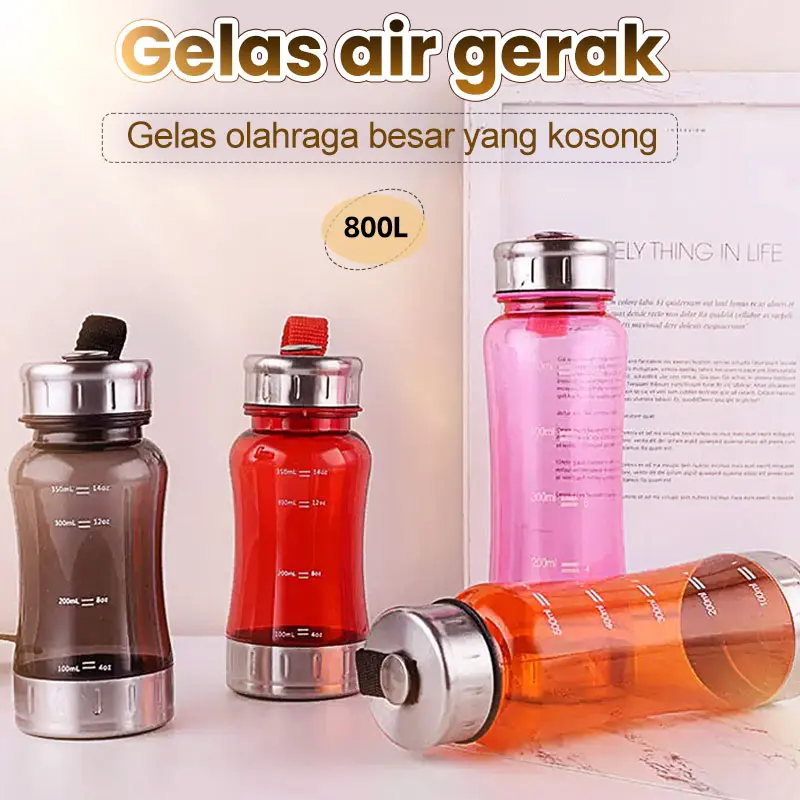 Botol Minum Transparan | Botol Olahraga | Botol Portable  botol minum olahraga  600/800ml Water Bottle Plastik Gym/unik dan lucu sport bottle Warna